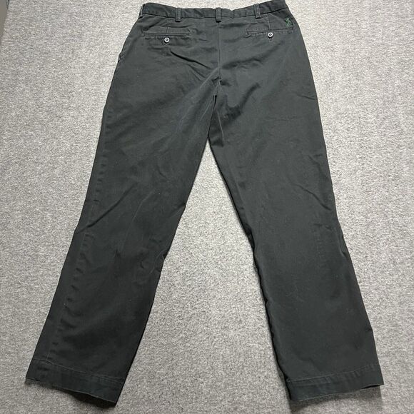 Polo Ralph Lauren Pants Men 35x32 (Actual 34x30.5) Black Flat Front Pony Cotton - Picture 7 of 11
